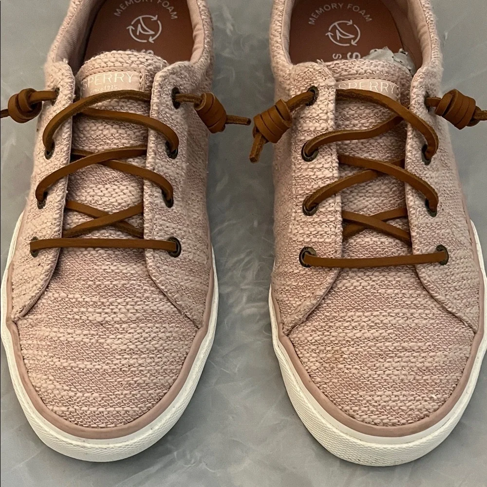 Sperry Women's Pier Wave Blush Pink Canvas Upper Slip On Sneakers - Size 9.5